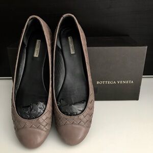 Bottega Veneta Intrecciato Dream Calf Leather Brown Ballerina Flat Shoes 38